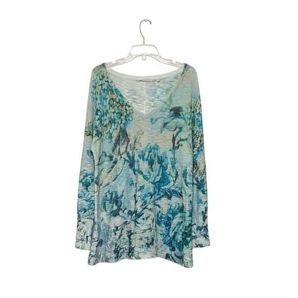 Soft Surroundings Sweaters - Soft Surroundings Sweater Blue Floral Pullover Tunic Long Sleeve Womens Large